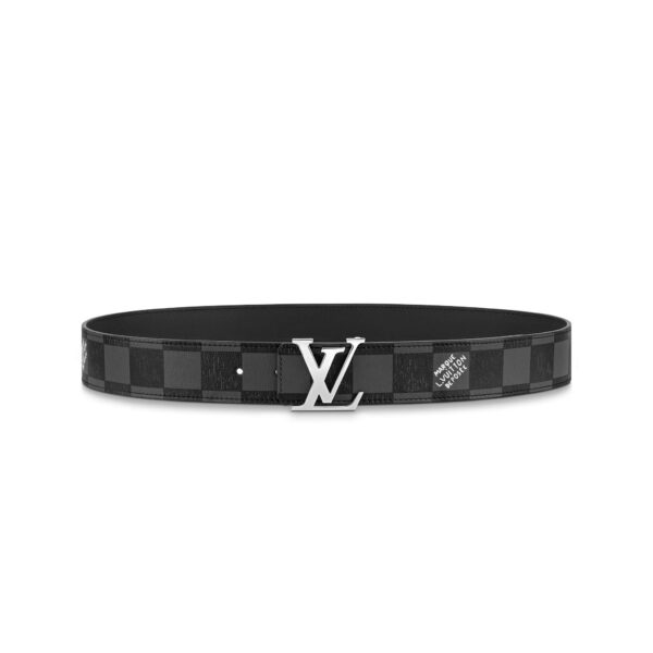 Thắt lưng Louis Vuitton Initials 40mm Reversible Damier Graphite Black khóa trắng