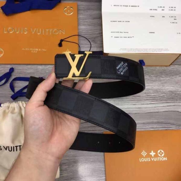 Thắt lưng Louis Vuitton Initials 40mm Reversible Damier Graphite Black khóa vàng