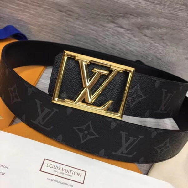 Thắt lưng nam Louis Vuitton Pyramide Frame 40mm Black khóa vàng