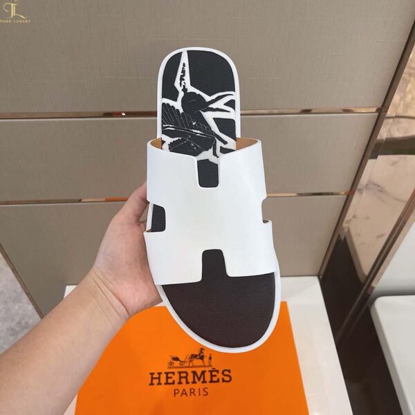Dép nam Hermes Sandals Plain White bản siêu cấp