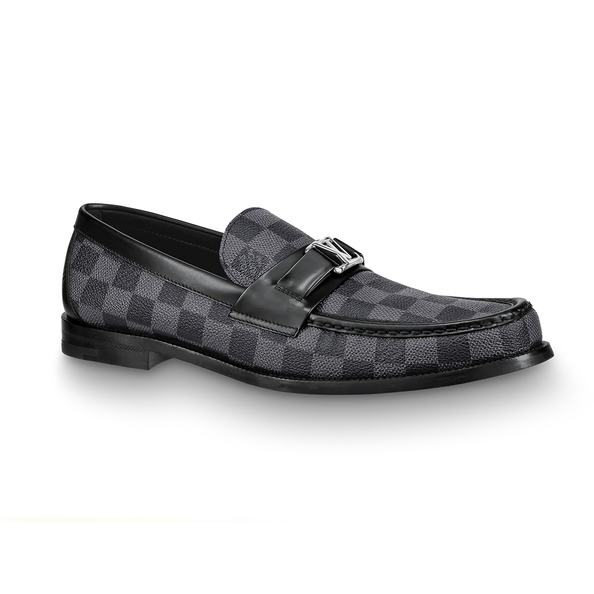 Giày lười Louis Vuitton Racer Moccasin đế cao họa tiết caro đen