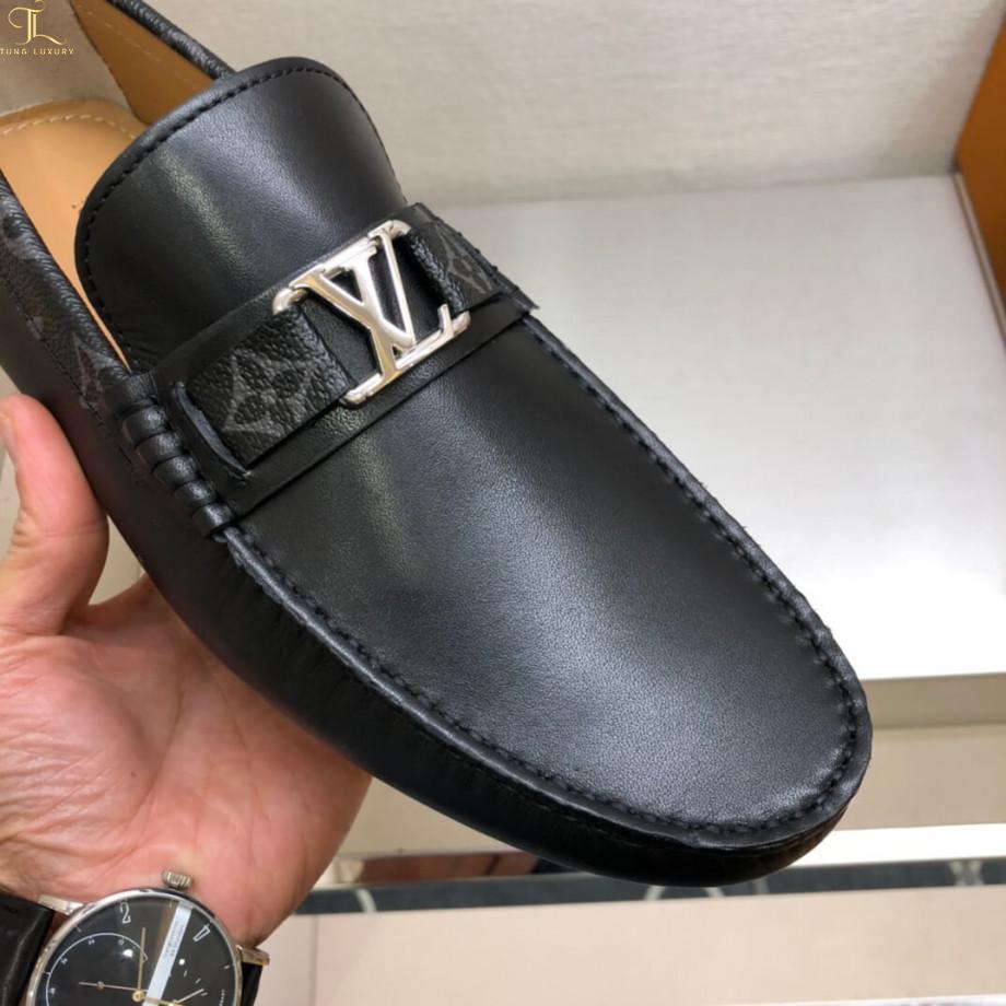 Giày lười Louis Vuitton Hockenheim Moccasin tag hoa đen like auth