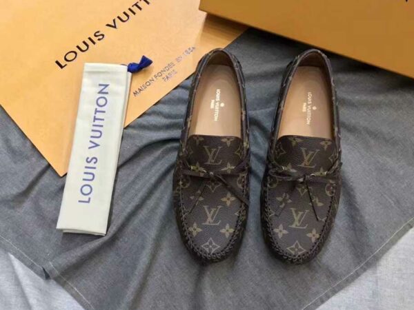 Giày lười Louis Vuitton Arizona Moccasin like auth hoa nơ nâu