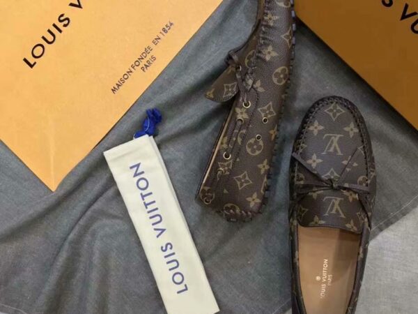 Giày lười Louis Vuitton Arizona Moccasin like auth hoa nơ nâu
