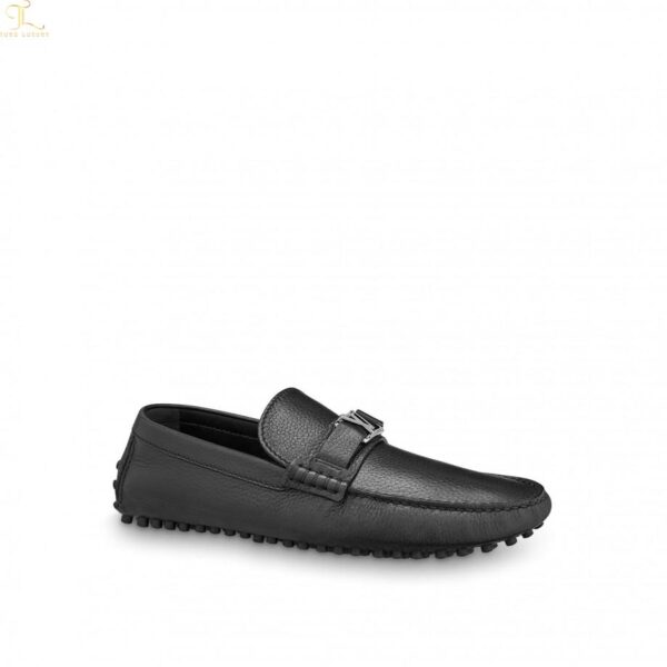 Giày lười Louis Vuitton siêu cấp Hockenheim Mocassin da nhăn màu đen siêu cấp