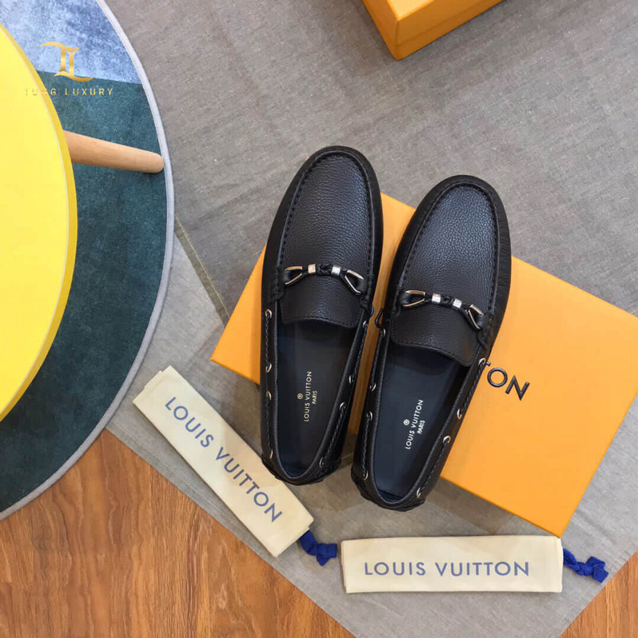 Giày lười Louis Vuitton Raspail Moccasin họa tiết nơ Like Auth