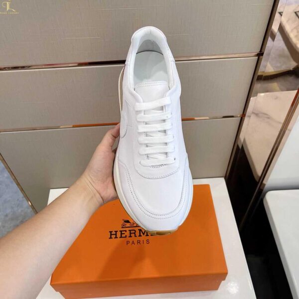 Giày thể thao Hermes Drive Sneaker White da trơn