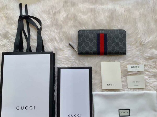 Ví dài Gucci GG Supreme Webbing Zipper Wallet bản like auth