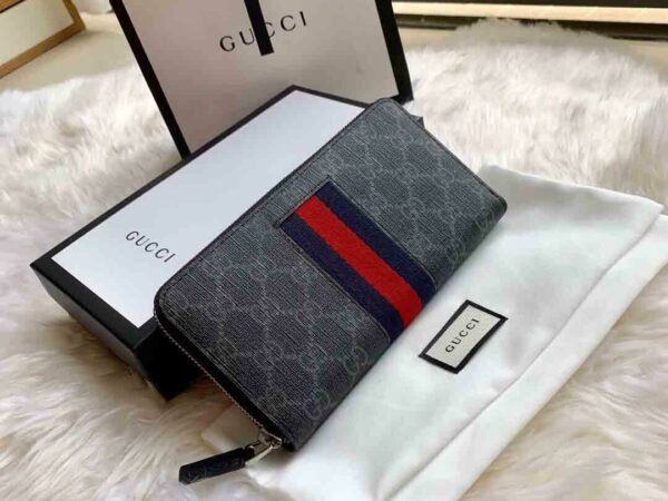 Ví dài Gucci GG Supreme Webbing Zipper Wallet bản like auth