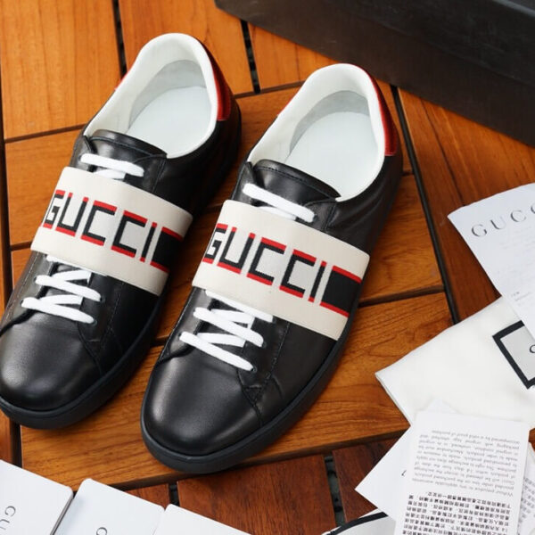 Giày Gucci Black Ace Stripe màu đen Like Auth