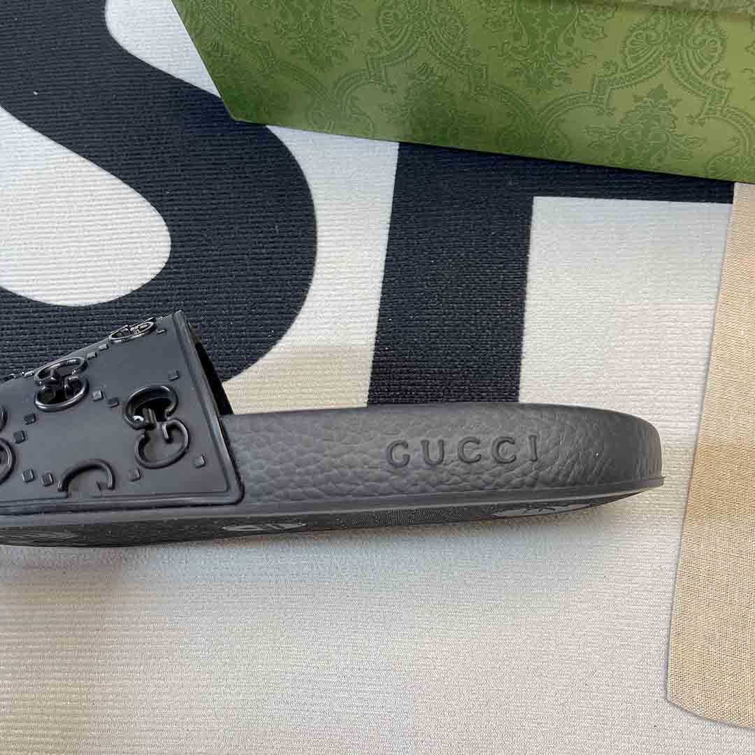Dep Gucci Rubber GG Slide Sandal Black