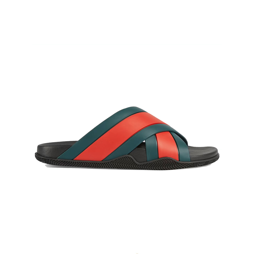 Dép Gucci Rubber Slide Sandal with Web siêu cấp like auth 99% - TUNG LUXURY™