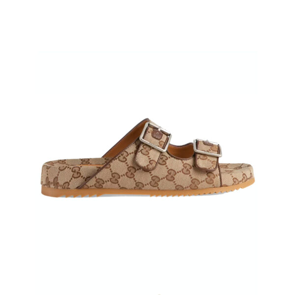 Dép Gucci Slide Sandal with Straps siêu cấp màu nâu