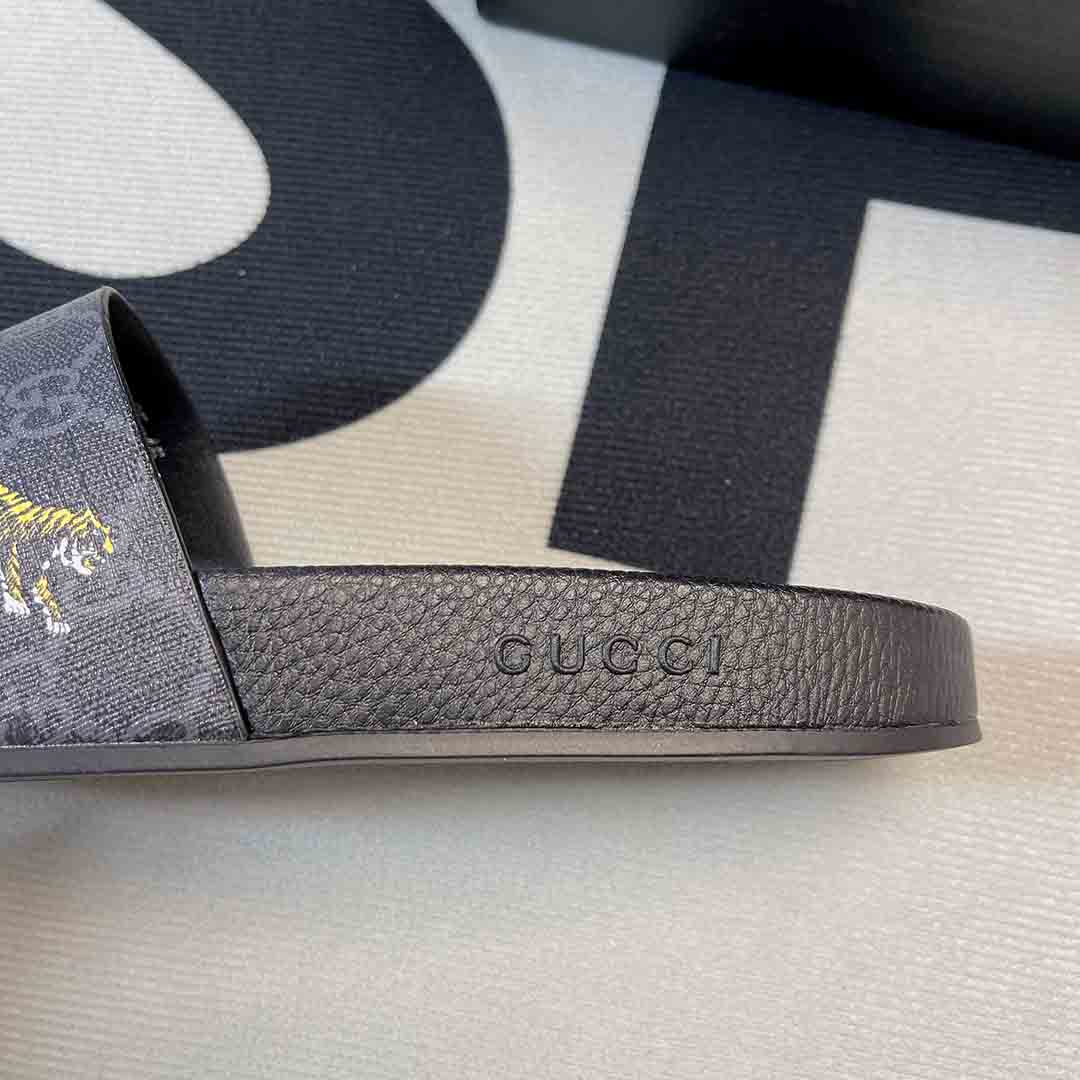 Dép Gucci Stripe Slide White siêu cấp màu xám