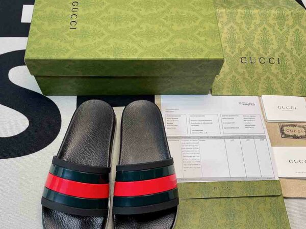 Dép Gucci Web Slide Sandal Black siêu cấp màu đen