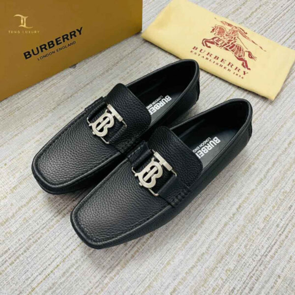 Giày lười Burberry siêu cấp họa tiết logo da nhăn