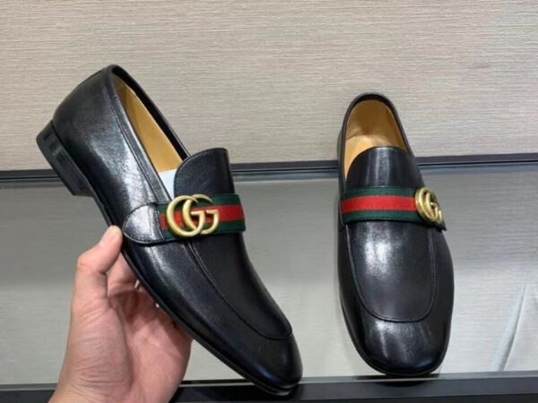 Giày lười Gucci like auth Double G đế cao họa tiết Logo vàng