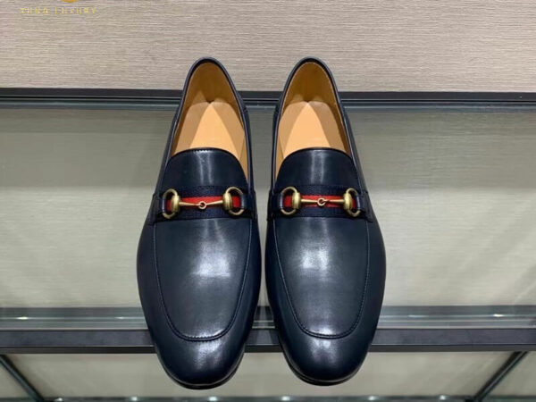 Giày lười Gucci Horsebit Loafers đế cao dẫm gót màu xanh