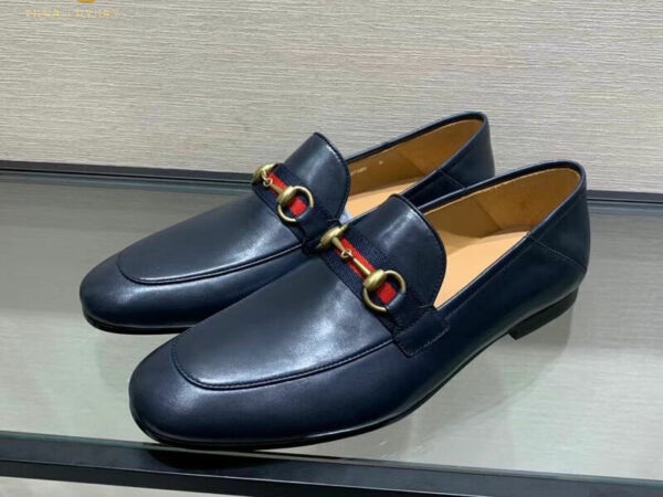 Giày lười Gucci Horsebit Loafers đế cao dẫm gót màu xanh