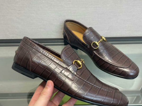 Giày lười Gucci like auth Jordaan Crocodile Loafer vân rạn màu nâu