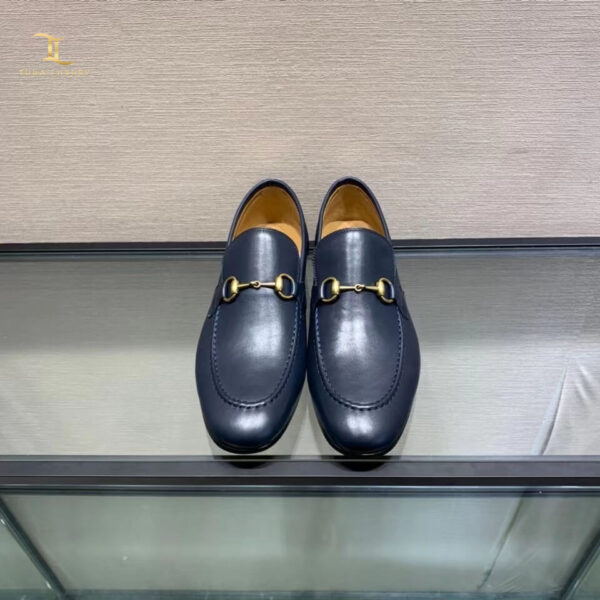 Giày lười Gucci siêu cấp Jordaan Leather Loafer màu xanh