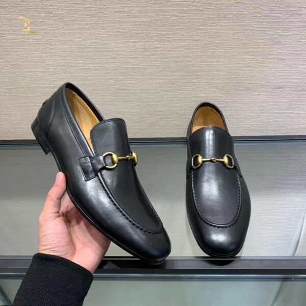Giày lười Gucci siêu cấp Jordaan Leather Loafer màu đen