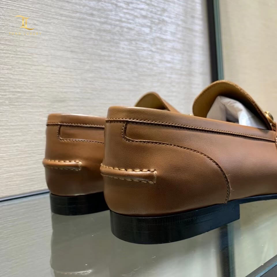 Giày lười Gucci siêu cấp Jordaan Leather Loafer màu nâu