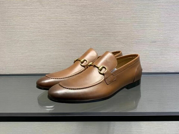 Giày lười Gucci siêu cấp Jordaan Leather Loafer màu nâu