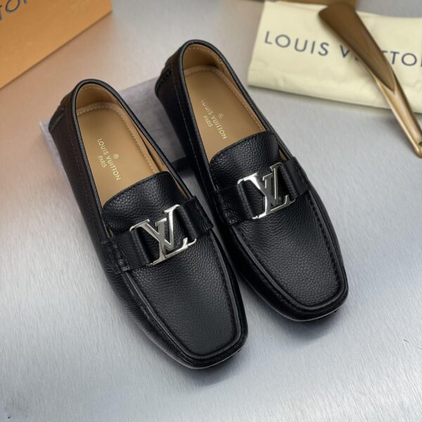 Giày lười Louis Vuitton Monte Carlo like Auth da nhăn màu đen