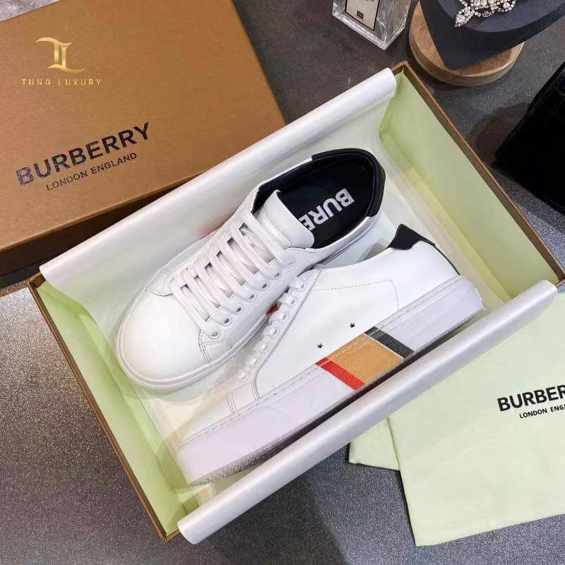 Giày thể thao Burberry siêu cấp Leather Lace Up Sneakers 
