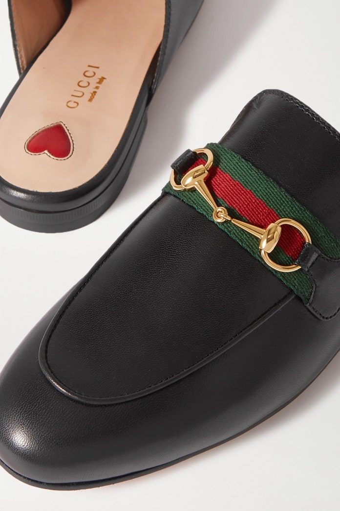 Sục Gucci Princetown Leather Slipper With Double sở hữu gam màu đen sang trọng