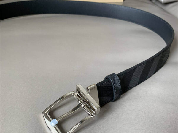 Thắt lưng Burberry Leather Reversible Belt siêu cấp Caro xám