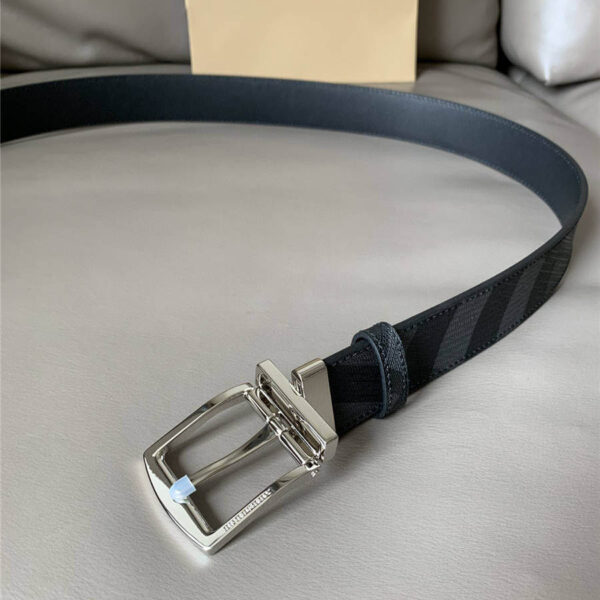 Thắt lưng Burberry Leather Reversible Belt siêu cấp Caro xám