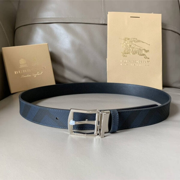 Thắt lưng Burberry Leather Reversible Belt siêu cấp Caro xanh