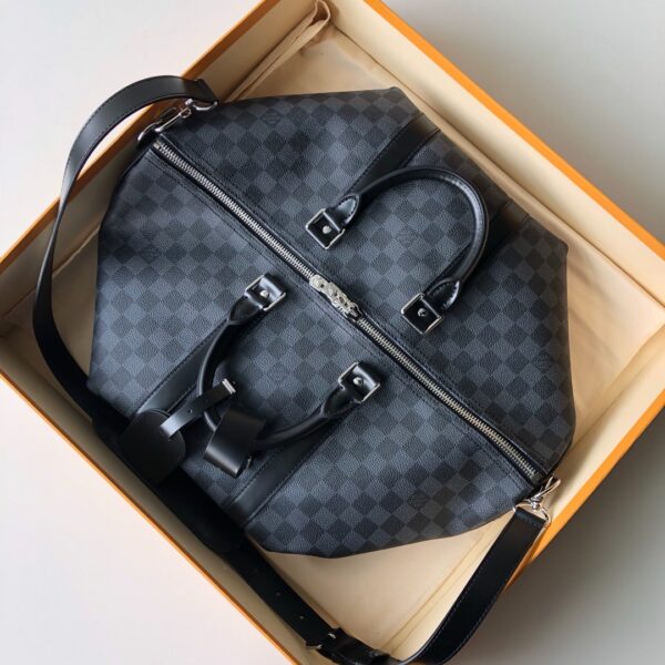 Balo Louis Vuitton keepall Bandouliere siêu cấp caro màu đen