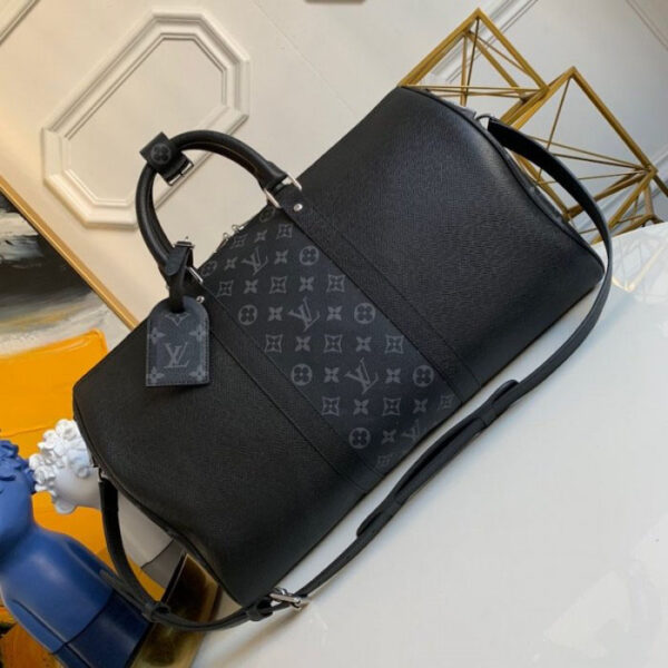 Balo Louis Vuitton Keepall Bandouliere siêu cấp da taiga màu đen