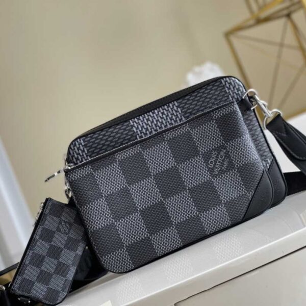 Túi đeo chéo Louis Vuitton Trio Messenger Bag siêu cấp caro đen