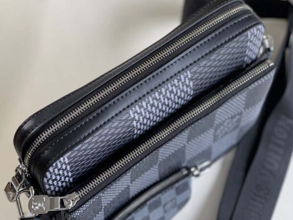 Túi đeo chéo Louis Vuitton Trio Messenger Bag siêu cấp caro đen
