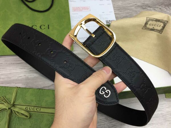 Thắt lưng Gucci GG Monogram Leather Silver Buckle like auth khóa kim