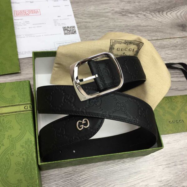 Thắt lưng Gucci GG Monogram Leather Silver Buckle like auth khóa kim