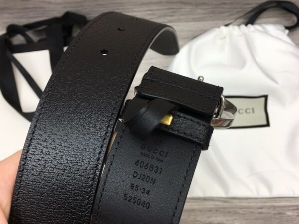 Thắt lưng Gucci Leather Belt With Double G Buckle like auth khóa xước