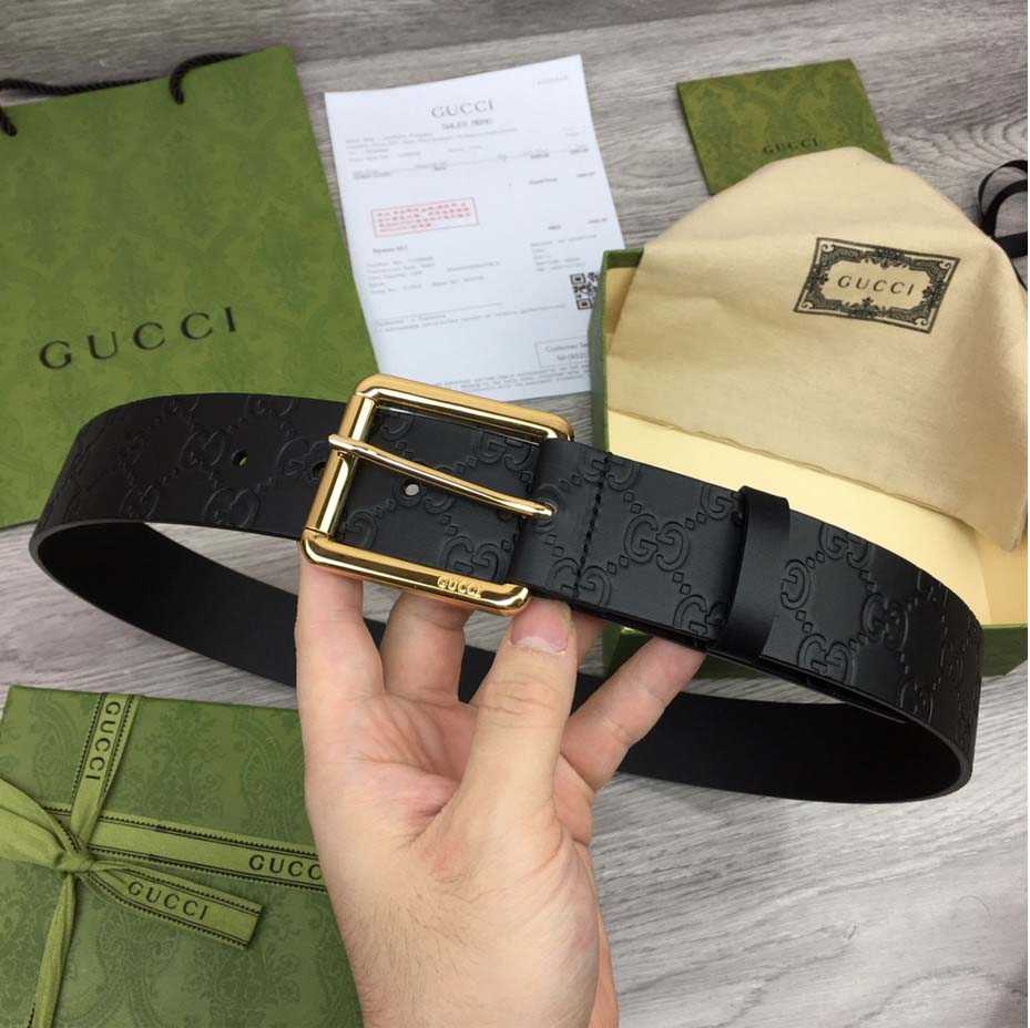 Thắt lưng Gucci Leather Signature Belt khóa kim siêu cấp like auth 99% -  TUNG LUXURY™