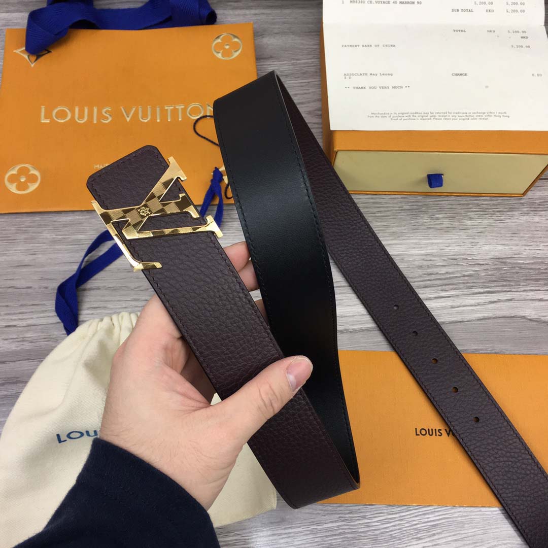 Louis Vuitton Damier Graphite LV Initiales 40mm Matte Black Belt  modaselle