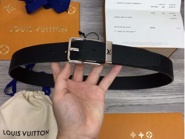 Thắt lưng Louis Vuitton Pont Neuf Taurillon like auth khóa kim màu trắng