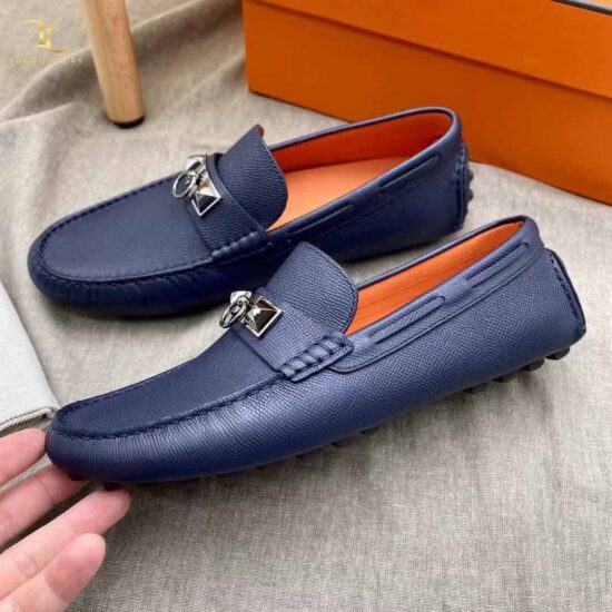 Giay luoi Hermes Irving Loafer Moccasin mau xanh
