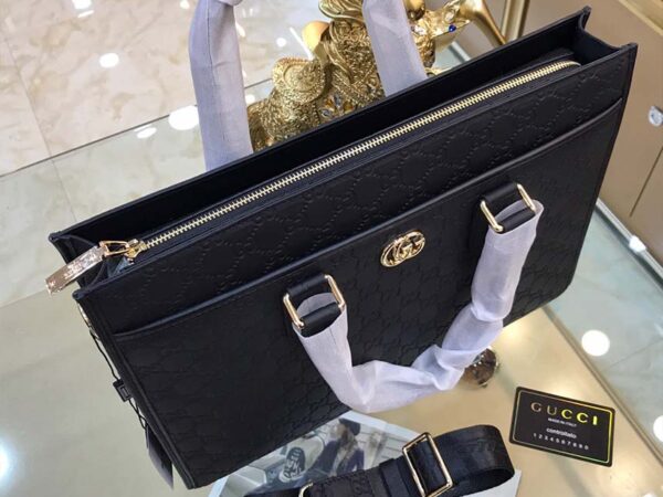 Túi xách nam Gucci siêu cấp họa tiết logo khóa vàng màu đen