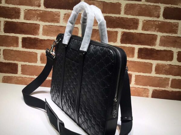 Túi xách nam Gucci like au Signature Leather Briefcase logo màu đen