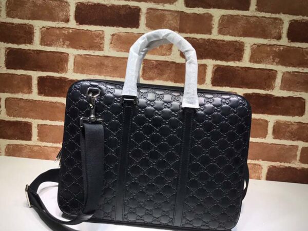 Túi xách nam Gucci like au Signature Leather Briefcase logo màu đen
