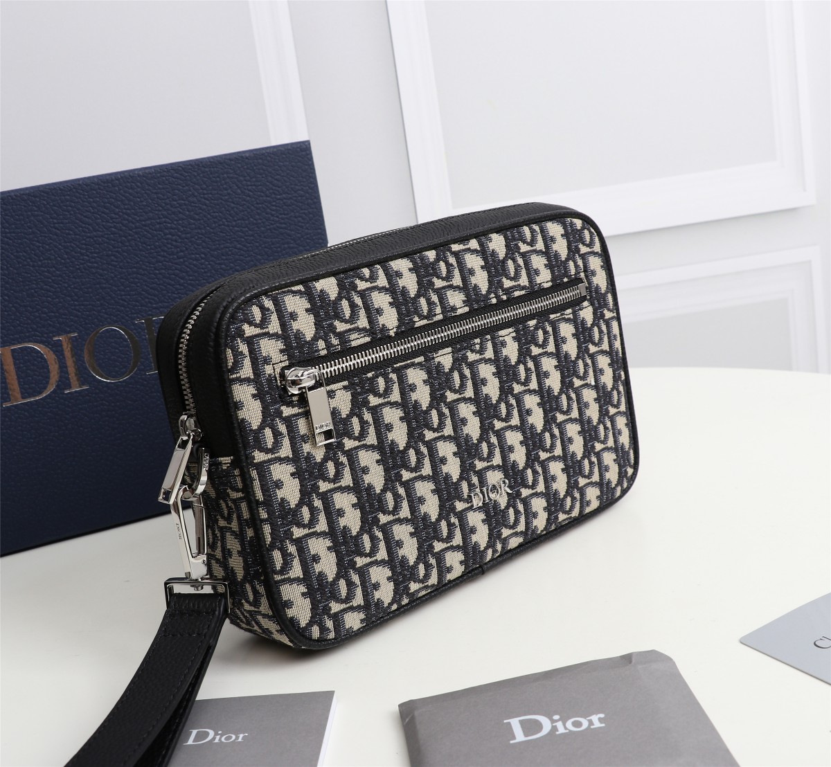 Toiletry Bag Beige and Black Dior Oblique Jacquard