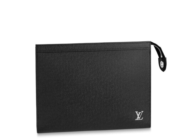 Ví Clutch Louis Vuitton Pochette Voyage MM taiga Logo nổi
